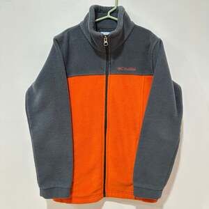 Columbia Boys Steens Mt II Fleece Jacket Gray & Orange Size 10-12